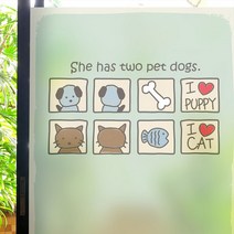 무점착투명시트_고양이강아지 사랑해_A01_W90xH90cm