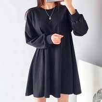 봉시스터즈 베이직미니원피스 맨투맨 롱티 롱티셔츠 여성롱티 빅사이즈 미니원피스 라운드 긴팔 긴소매