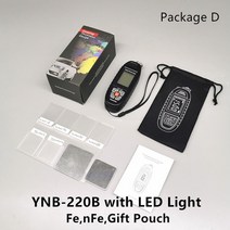 Yunombo YNB-220/220B/220U 필름 두께 측정기 자동차 페인트 테스터 코팅 게이지 백라이트 LED/UV 손전등 포함, 04 YNB-220B PackageDLED