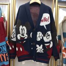Disney Mickey Mouse Autumn Winter Cardigan Women Long Sleeve Loose Sweater Girls Tops Turtleneck Pu
