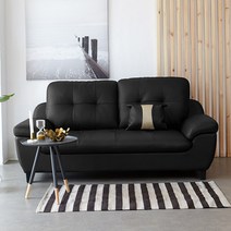 베스트리빙 심플 모던한 마크 3인용 4인용 인조가죽 아쿠아텍스 패브릭 소재 소파 쇼파(플라스틱다리) 4color, 01.블랙/3인가죽소파
