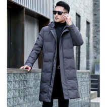 롱 겨울 재킷 90% 화이트 덕 다운 남성 후드 코트 풀 사이즈