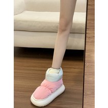 두꺼운 밑창 스노우 부츠 여성 겨울 실내 홈 방수 플러스 벨벳 컬러 매칭 다운 천 면화 겉옷