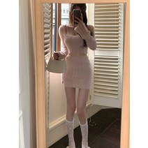 스웨터 니트 정장 여성 우아한 2 피스 드레스 한국 패션 심지어 파티 Y2k 미니 레이디 짧은 치마 2022