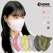 50매 라이온스 KF94 새부리형 컬러 마스크 세부리형 대형, B세트(진핑크/연노랑/연그레이/베이지/연핑크) 50매