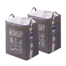 패브릭 접이식 옷 수납함 수납가방 의류 옷장 정리함 대용량 75L (1+1), 2개, 회색 GREY