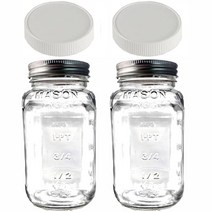 Jarming Collections 유리 레귤러 마우스 709.8ml(24온스) 메이슨 병 뚜껑 및 밴드 포함 - BPA 프리 플라스틱 보관 미국 제조 680.4g(24온스) 일반
