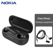 nokia bh-205 tws 블루투스 무선 이어폰 터치 컨트롤 다이나믹 이어버드 ai 컨트롤 게임용 헤드셋 스테레오 마이크 헤드폰 포함, 협력사, 검은색 tw13