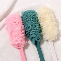 1pc 롱 핸들 백 브러시 각질 제거 스크러버 스폰지 매달려 부드러운 메쉬 수세미 청소기 바디 목욕 샤워 욕실 용품, 장미