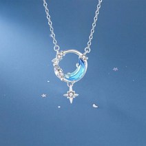 14K 금도금 별 달 은하 목걸이 - s925 순은 큐빅 지르코니아 펜던트 목걸이 - 명품 절묘하며 패셔너블한 여성용목걸이