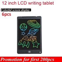 전자칠판 6pcs 12 인치 스마트 쓰기 그리기 태블릿 lcd 쓰기 태블릿 디지털 그래픽 태블릿 전자 필기 패드 펜 9, 2-6pcs 다채로운 화면