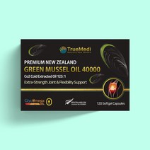 뉴질랜드 트루메디 초록입홍합오일 40000mg 120캡슐 푸른 그린 초록잎 녹색 오일 홍합, 6개, 갯수
