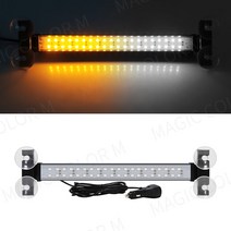 차량용 경광등 싸이키 40 led 스트로브 경찰 조명 자동 비상 경고 램프 앞 유리 바 교통 고문 소방관 손전등 자동차 액세서리, [02] Yellow White