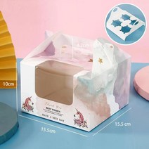머핀 포장 박스 일회용 컵 케이크 케익 쿠키 상자 케이스 빵 에그타르트 마카롱 스콘 선물, 유니콘4구 + 50개