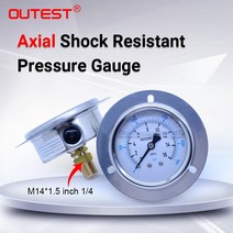 OUTEST 공기 오일 워터 유압 압력 게이지 스레드 G 14 13mm 축 스테인레스, 0-1Mpa