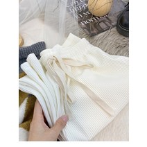 여성봄 여름 용 와이드 소프트 하이 웨이스트 캐주얼 스트레이트 기본 용 녹색바지 8
