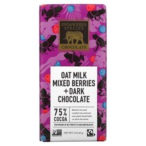 인덴져드 스피시스 오트 밀크 믹스 베리 다크 초콜릿 75퍼센트 코코아 85g Endangered Species Oat Milk Mixed Berries Dark Chocolate