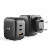 MINIX NEO P1 66W GaN Wall Charger 초고속 멀티 충전기, 블랙