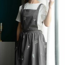 예쁜 어린이집 무지 방수 자수 앞치마 보육교사, 색상:블랙 플라워, 단품