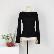 퍼니걸스 6038 데일리 무지 입술 트임 긴팔 티셔츠 여성의류