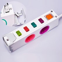 USB2P 4구 1.5M 220V 개별멀티탭 돼지코 전기선콘센트