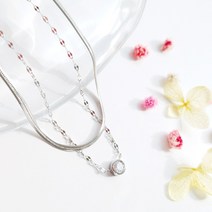 노이드비 써지컬스틸 스네이크두줄 큐빅포인트 목걸이