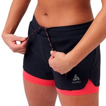 Odlo 여성용 제로wEight 7.6cm 2-in-1 반바지 블랙-파라다이스 핑크 M 365933