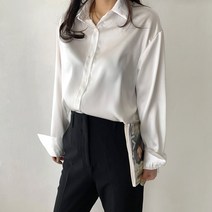 네모 여성용 싱글새틴 블라우스