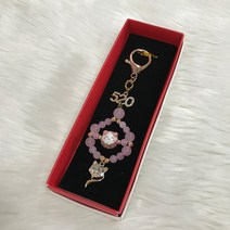 열쇠고리 도자기 운수를 트다 마네키네코 걸이용품 큐트 자동차 휴대용 차량장식 여성 가방악리 선물 여학생 1835200143, 행운이 계속되다 벚꽃 핑크