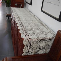 거실장 위에 까는것 손뜨개 레이스 테이블 보 커버 러너 식탁보, 40x70CM, 하얀