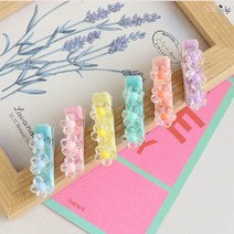 도도앤뉴 아기 신생아 여아 헤어핀 투명 플라워 논슬립 집게 머리핀