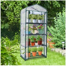 미니 비닐하우스 조립식 베란다온실 간이옥상 테라스 정원 텃밭, 4층 투명＋바퀴