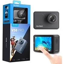 AKASO Action Cam 4K 30FPS 액션 카메라 20MP WiFi 터치 스크린 EIS 40M 수중 카메라 음성 제어 원격 제어 액세서리 키트 스포츠 카메라(V50 Pro)-37645, 4k/60fps