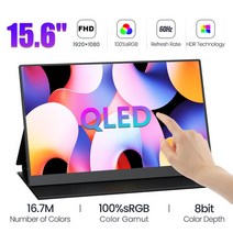 QLED 터치 스크린 15.6 휴대용 두 번째 유형-C USB Xbox 안드로이드 전화 노트북과 호환, 01 QLED TOUCH_03 AU 플러그