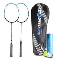 비바스포츠 에어로스피드 200 배드민턴 라켓 블루 2p + 나일론 셔틀콕 6p + Full Cover 세트, 10세트