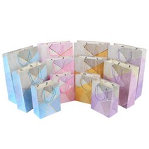 고급 펄 파스텔 컬러 명절 선물 답례품 선물용 쇼핑백 소량 대량 주문 대 중 소 포장 종이 백 가방 작은 떡 한과, 색상/사이즈, 대 - 블루