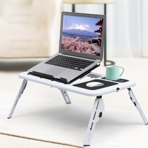 모니터 USB 폴딩 받침대 충전 허브 선반 메탈 강화유리 besegad 접이식 조절 가능한 노트북 침대 트레이 usb 노트북 pc 테이블 책상 스탠드 워크 스테이션 2 냉각 팬