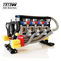전동 실린더 전기 파워 삼면 포장기 에어 도어 공압 MOC 빌딩 블록 V8 엔진 모델 공작 기계 키트, PDF Guide by Email+With Motors