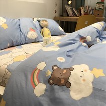 이불커버 블루 색 애니메이션 가능 사랑 곰돌이 푸 4종 순면 코튼 스윗 소녀마음 15M 침대시트 2345267053