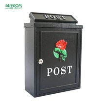 스탠드 우체통 주택 대형 벽걸이 우편함 야외 거리 정원 신문 포스트 레터 박스 외부 집용 벽 우편함125579, Black