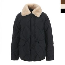 여성 인조퍼 카라 퀄팅 숏패딩