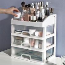 특대형 투명 서랍 3단 화장품정리대 화장대 수납 립스틱 향수 메이크업 정리함 OTR-CS3T, 투명서랍형 화장품정리함-CS3T