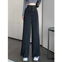 여성 여름 하이 웨이스트 와이드 레그 카프리 헐렁한 스트레이트 바지