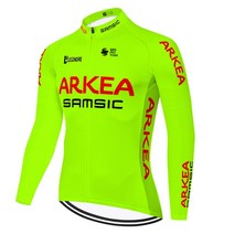 출퇴근자전거 클래식 전동 전기 입문용 2023 Proteam ARKEA SAMSIC 사이클링 저지 양털 없는 자전거 산악 여름 및 가을, 75.fluo green jersey 2 - L