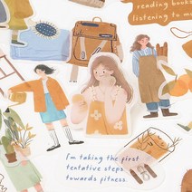 감성 소녀 그림 일러스트 인물 소품 다꾸 조각 스티커 4종, 4.뷰티 (ST-2605), 선택:4.뷰티 (ST-2605)