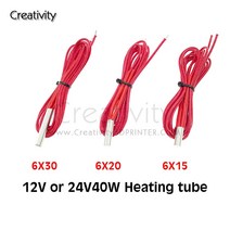 돼지꼬리히터 1PC 1M 12V24V 30W40W 세라믹 카트리지 히터 CR10 Ender3 J헤드 핫 엔드 압출기 3D 프린터 부, 01 12V_02 1PC  6x30 40W
