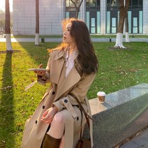 여자 봄가을 더블버튼 트렌치코트 재킷 캐주얼 미시 자켓 바바리 코트 인박카007