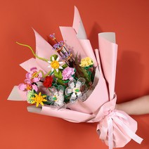 독특한 조화 블럭 꽃다발 부케 시들지 않는 꽃 만들기 DIY 브릭 플라워 조화 선물, 해바라기