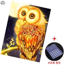 MJS (4+1) 보석십자수 DIY 캔버스형 세트 돈들어오는 풍수 BSX018 (비즈함 증정), 50x40 황금부엉이