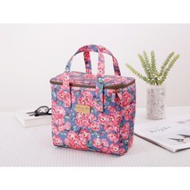 [채우다 상점] 예쁜 보냉백 화사한 색상 쿨러백 아이스백 블루밍 플라워 보온보냉가방 도시락가방 간식가방 - 4가지 색상, 데님블루